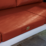 Ensemble de coussins de salon jardin terracotta pour fauteuils et canapés, déhoussables et anti-UV, 60x60 cm.