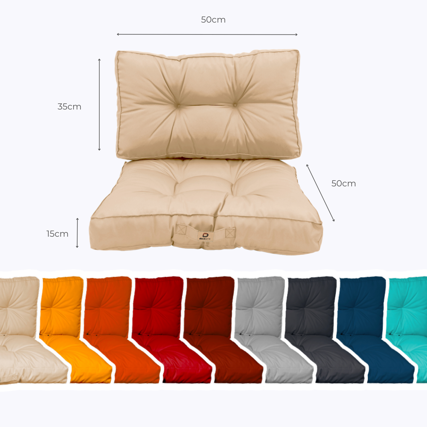 Coussins pour salon de jardin capitonné 50x50cm Beige - Deco-arts.fr