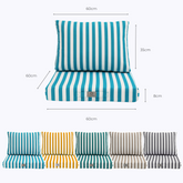 Coussins pour salon de jardin déhoussable 60x60cm - Rayure Turquoise - Deco-arts.fr