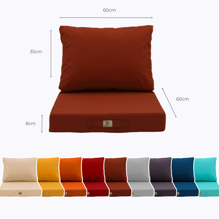 Coussins pour salon de jardin déhoussable 60x60cm Terracotta - Deco-arts.fr
