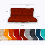 Ensemble de coussins capitonnés en terracotta pour banquette, 100x50 cm, épais 15 cm, comprenant une assise et deux dossiers.