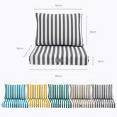 Coussins pour salon de jardin déhoussable 50x50cm - Rayure Gris foncé - Deco-arts.fr