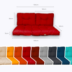 Ensemble de coussins capitonnés rouges pour banquette, 100x50 cm, épais 15 cm, comprenant une assise et deux dossiers.