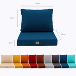 Ensemble de coussins pour salon de jardin Deco-arts.fr, 50x60 cm, bleu pétrole, assise et dossier pour fauteuils et canapés.