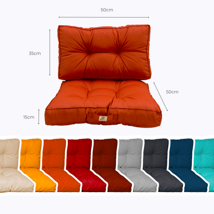 Coussins pour salon de jardin capitonné 50x50cm orange - Deco-arts.fr
