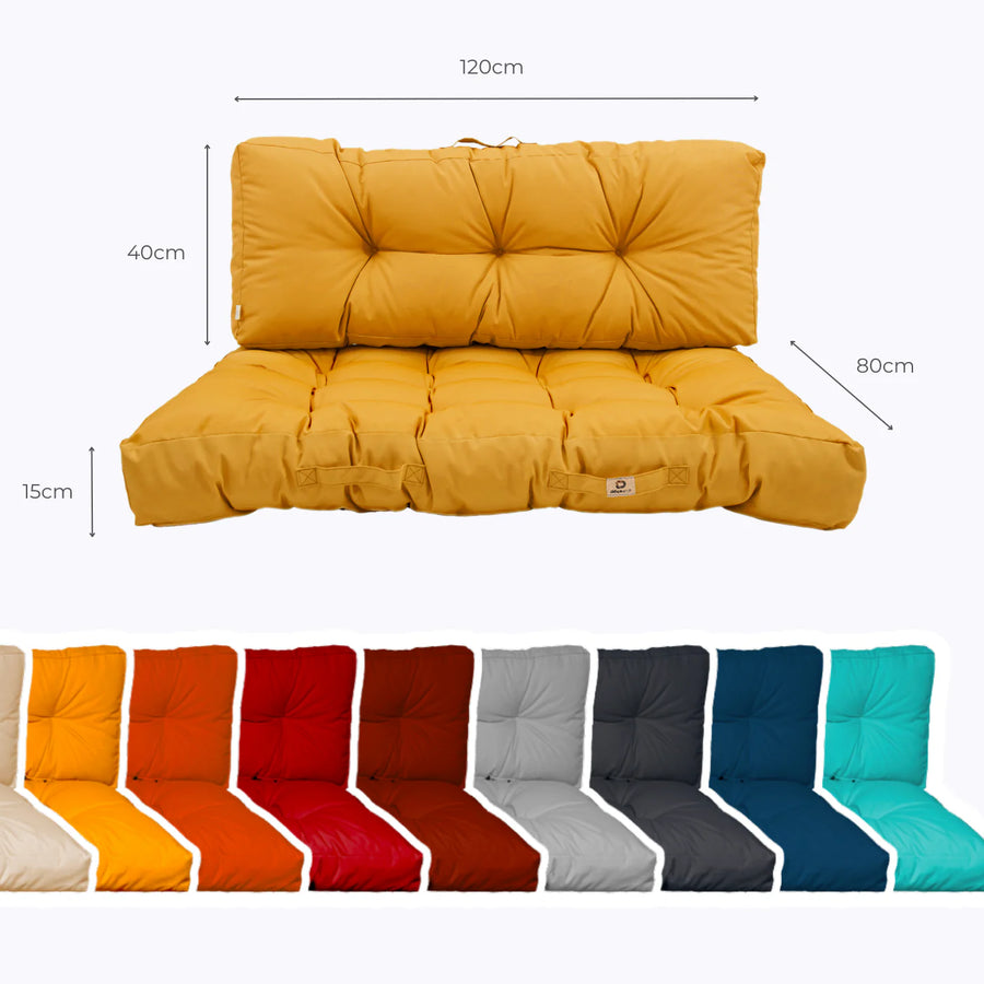 Conjunto de Cojines para Palé 120x80 Amarillo Miel – dimensiones