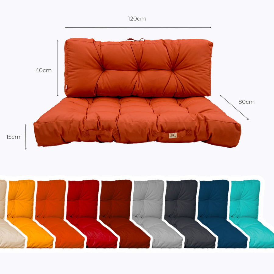 Conjunto de Cojines para Palé 120x80 Naranja – dimensiones