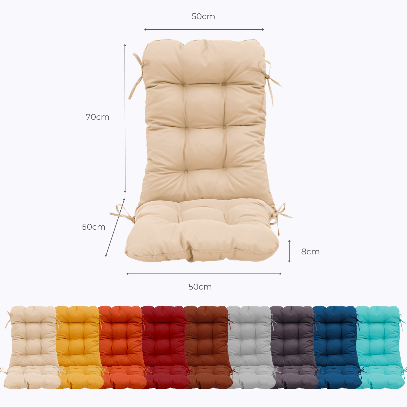 Coussin pour chaise avec dossier - Capitonné -  50x120x8cm - Beige - Deco-arts.fr