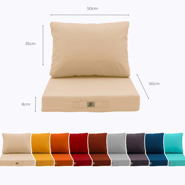 Dimensions et mesures coussin beige 50x50 cm