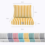 Ensemble de coussins de salon de jardin 60x60 cm rayures jaunes pour fauteuils et canapés, tissu 270g, style élégant.