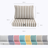 Coussins pour salon de jardin déhoussable 50x50cm - Rayure Beige - Déco Arts