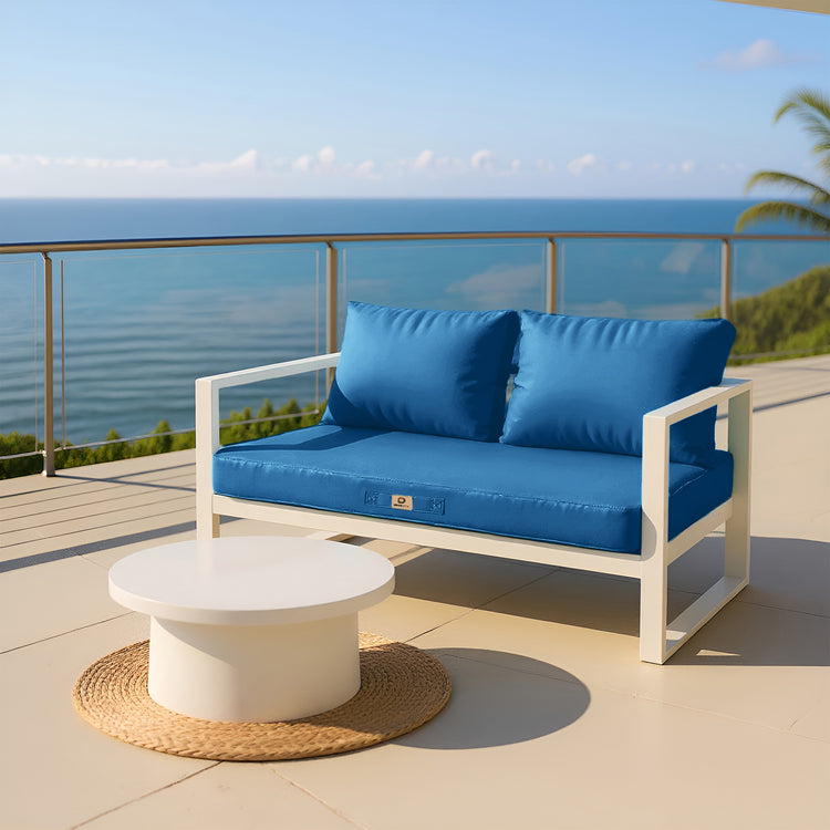 Coussins pour salon de jardin déhoussable 100x50cm Bleu pétrole - Deco-arts.fr