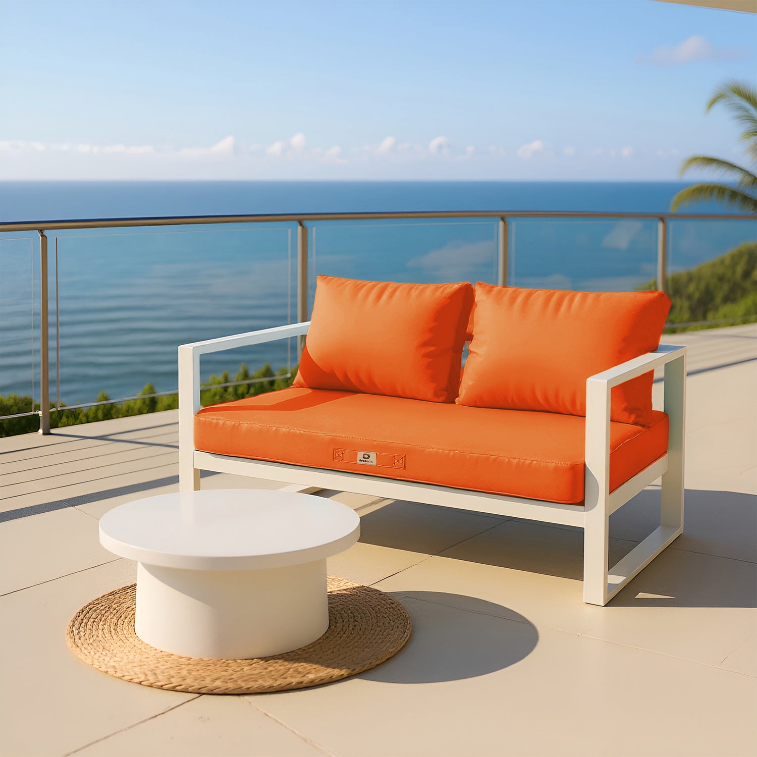 Coussins pour salon de jardin déhoussable 120x60cm Orange - Deco-arts.fr