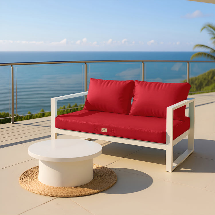 Coussins pour salon de jardin déhoussable 120x60cm Rouge - Deco-arts.fr