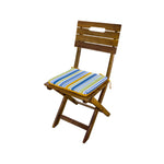 Quatre galettes de chaise 35x35 cm à rayures solaires, coussins pour fauteuils avec attaches, motif coloré.