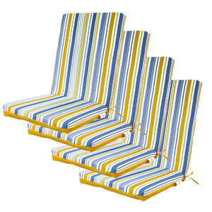 Lot de 4 Coussins Chaise Haut Dossier 95x40 - Motif Rayures Solaires (Confort 5cm)