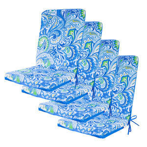 Lote de 4 Cojines para Silla con Respaldo Alto 95x40 - Motivo Arabesco (Confort 5cm)