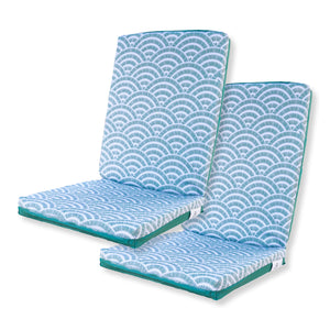 Lot de 2 Coussins Chaise Haut Dossier 95x40 - Motif Éventails Verdes (Confort 5cm)
