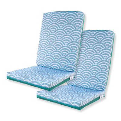 Lot de 2 Coussins pour chaises 95 x 40 cm motif Éventails Verts - Deco-arts.fr