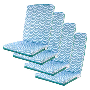 Lote de 4 Cojines para Silla con Respaldo Alto 95x40 - Motif Éventails Verdes (Confort 5cm)