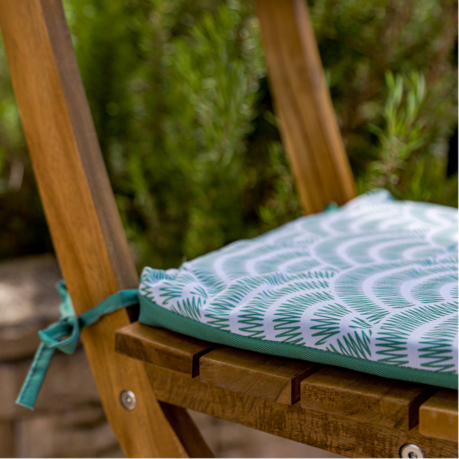 Lote de 4 Cojines para Silla 35x35 Motif Éventails Verdes, para interior y exterior