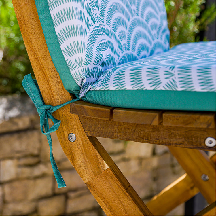 Lot de 4 Coussins pour chaises 95 x 40 cm motif Éventails Verts - Deco-arts.fr
