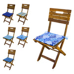 Lot de 4 Galettes de Chaise 35x35x3 cm motif feuillage Bleu - Deco-arts.fr