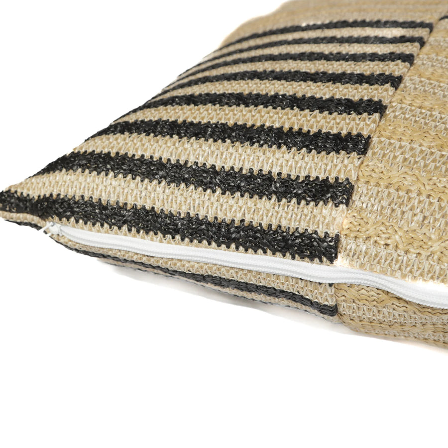 Funda de Cojín Efecto Rafia a Rayas 45x45, para interior y exterior