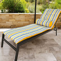 Lot 2 Coussins Chaise Longue 195x60 Motif Rayures Solaires + 2 Traversins - Anti-UV