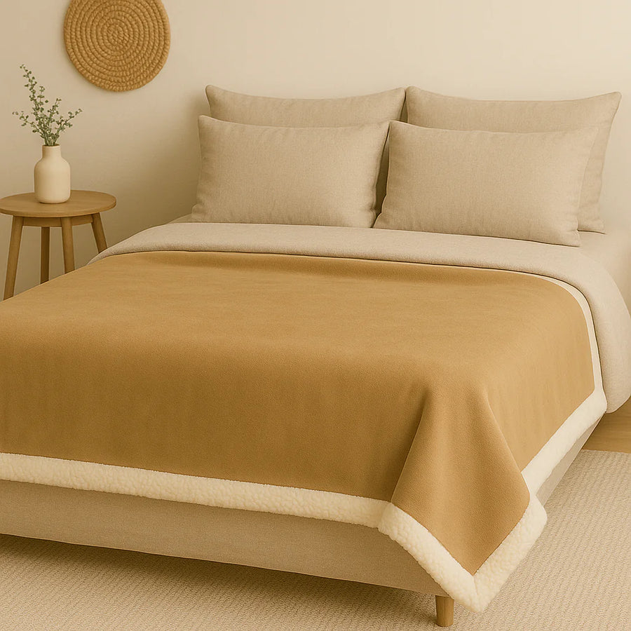 Manta Sherpa Franela XXL 200x240 Beige – foto 4