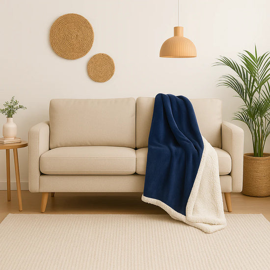 Plaid Sherpa Flanelle 150x200 Bleu Marine - vue principale