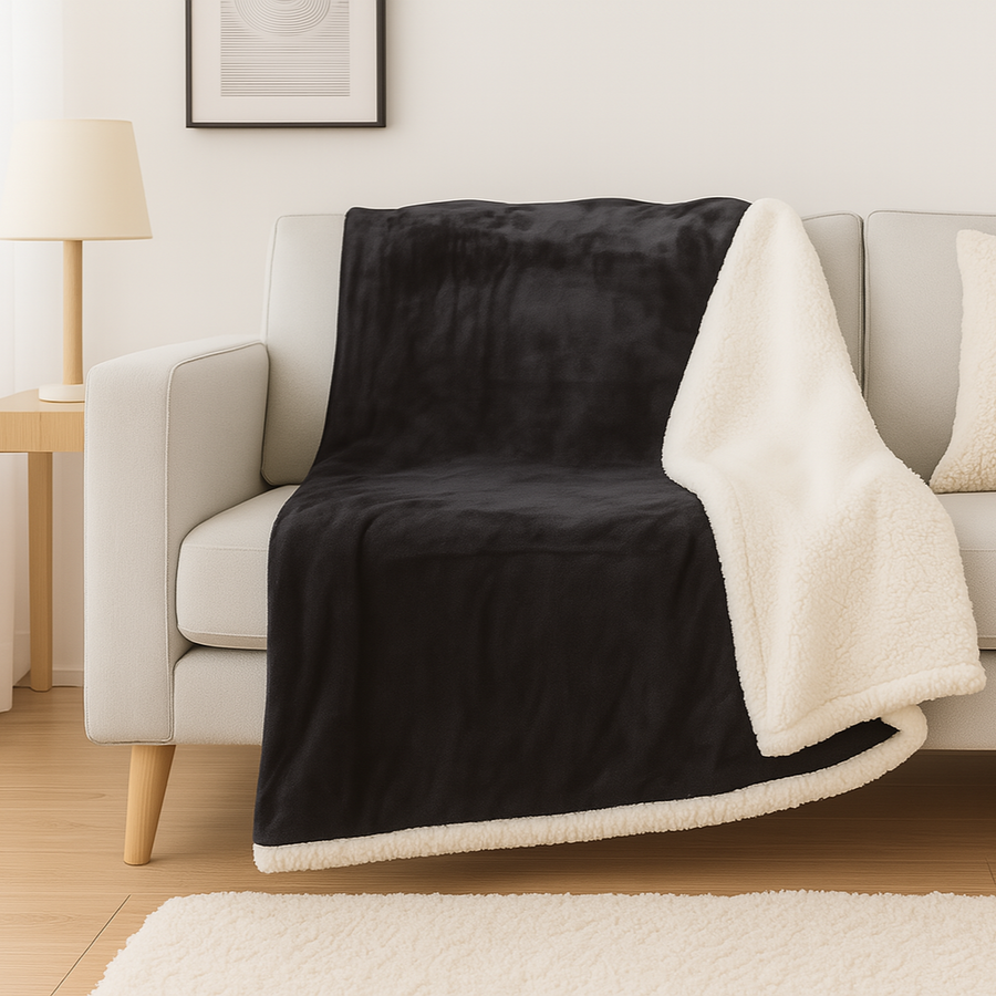 Manta Sherpa Franela XXL 200x240 Gris Antracita – foto 4