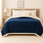 Plaid Sherpa Flanelle 480GSM 200x240 Bleu Marine DECO ARTS - Deco-arts.fr