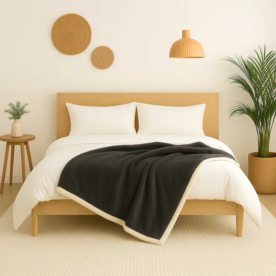 Manta Sherpa Franela 150x200 Gris Antracita – foto 4