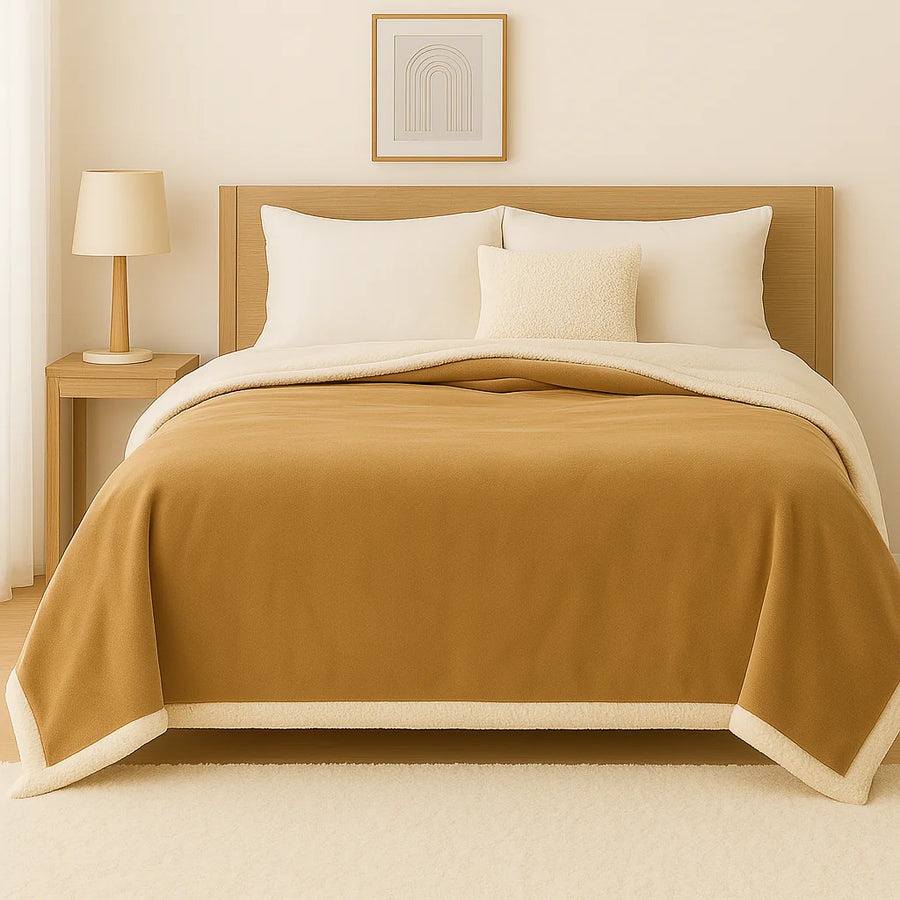 Manta Sherpa Franela XXL 200x240 Beige, para interior