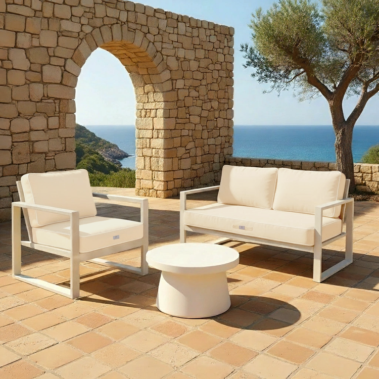 Coussins pour salon de jardin déhoussable premium 120x60cm - Jaune beurre - Déco Arts