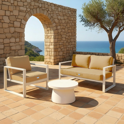 Ensemble de coussins pour fauteuils et canapés Deco-arts.fr, 120x60 cm, moka, 1 assise et 2 dossiers épais 12cm avec passepoil