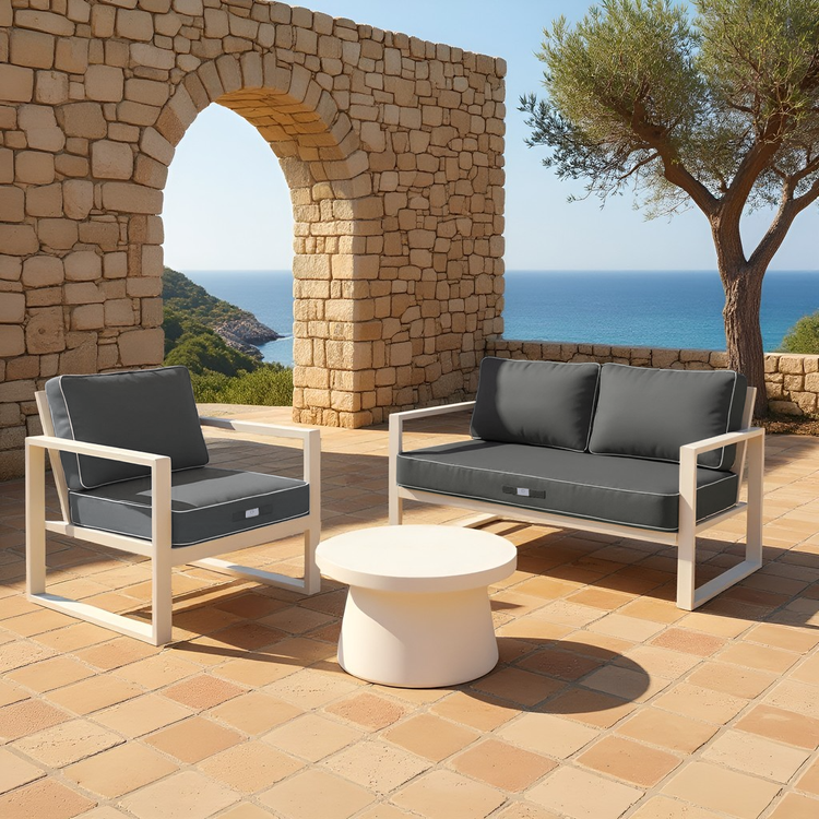 Coussins pour salon de jardin premium déhoussable 60x60cm - Gris foncé - Déco Arts