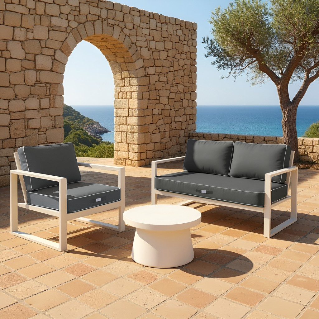 Coussins pour salon de jardin premium déhoussable 100x50cm - Gris foncé - Déco Arts