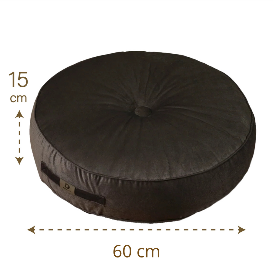 Lote de 2 Pufs Redondos de Terciopelo XL Ø60 Gris Oscuro – foto 5