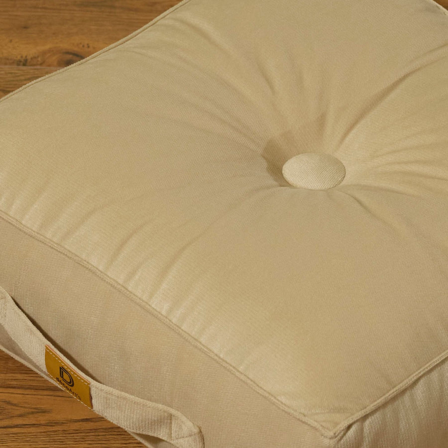 Lote de 2 Pufs de Terciopelo 40x40 Crema, tejido de terciopelo