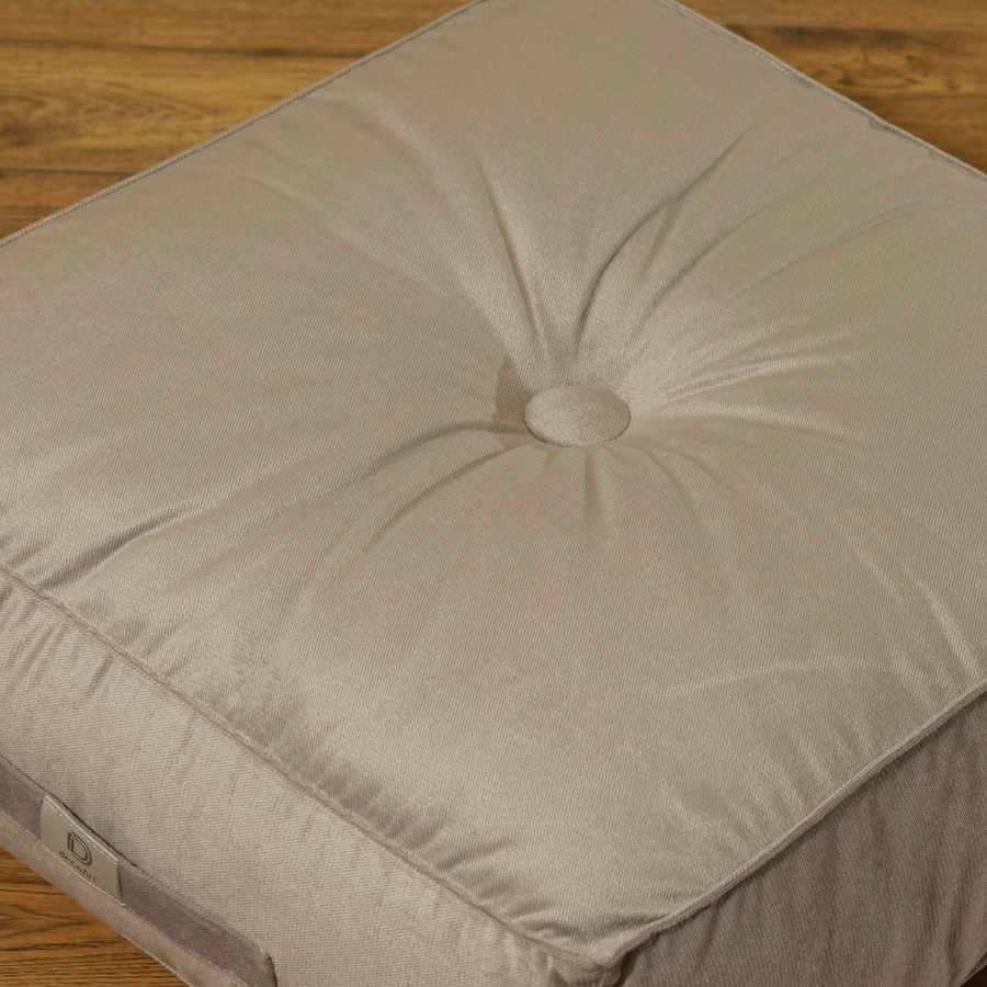 Lote de 2 Pufs de Terciopelo XL 54x54 Gris Claro, tejido de terciopelo