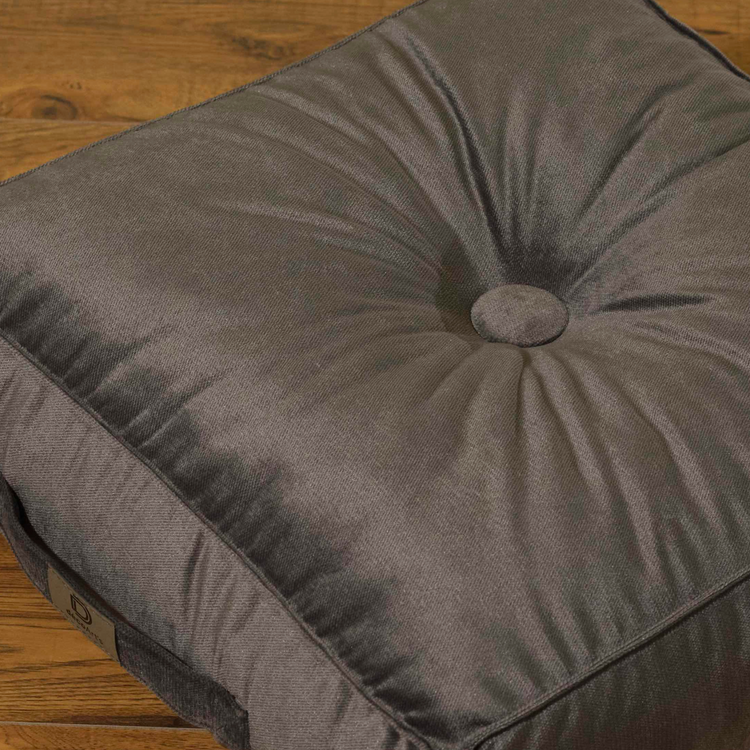 Pouf en velours 40 x 40 x 14 cm lot de 2 - Gris fonce - Deco-arts.fr