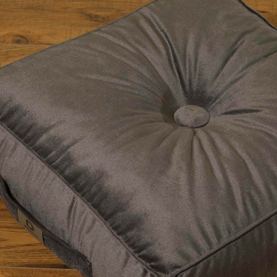Lote de 2 Pufs de Terciopelo 40x40 Gris Oscuro, tejido de terciopelo