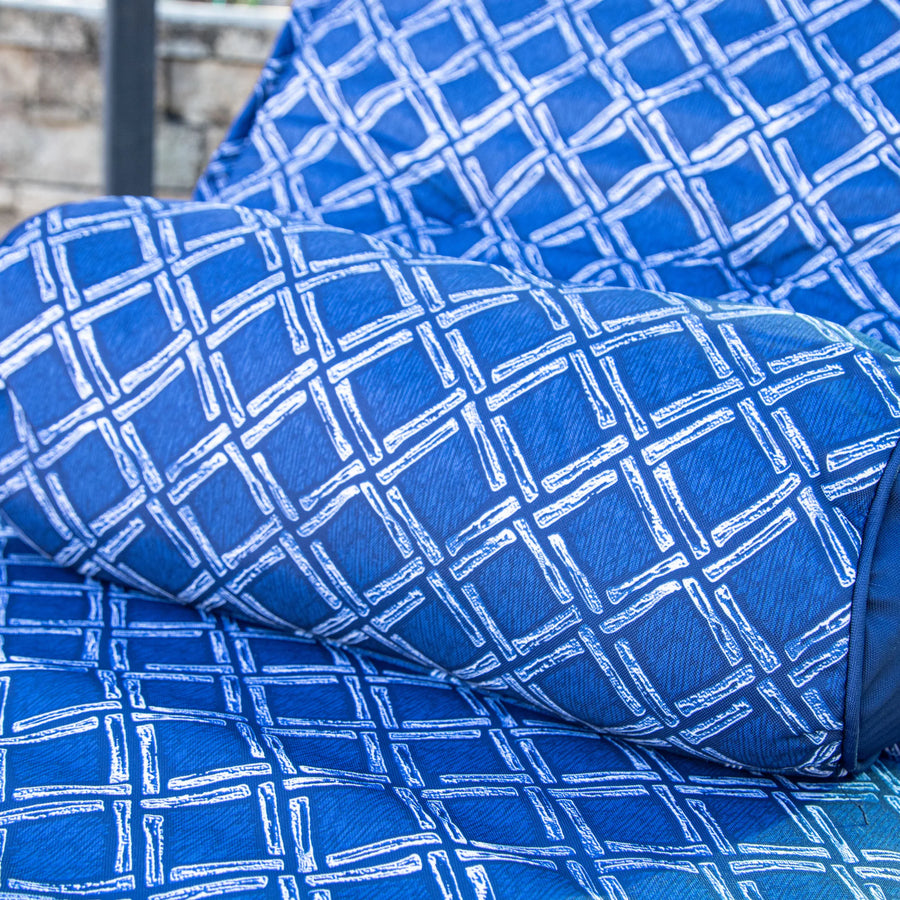 Colchoneta para Tumbona 195x60 Motif Nautique Azul + Travesaño, impermeable