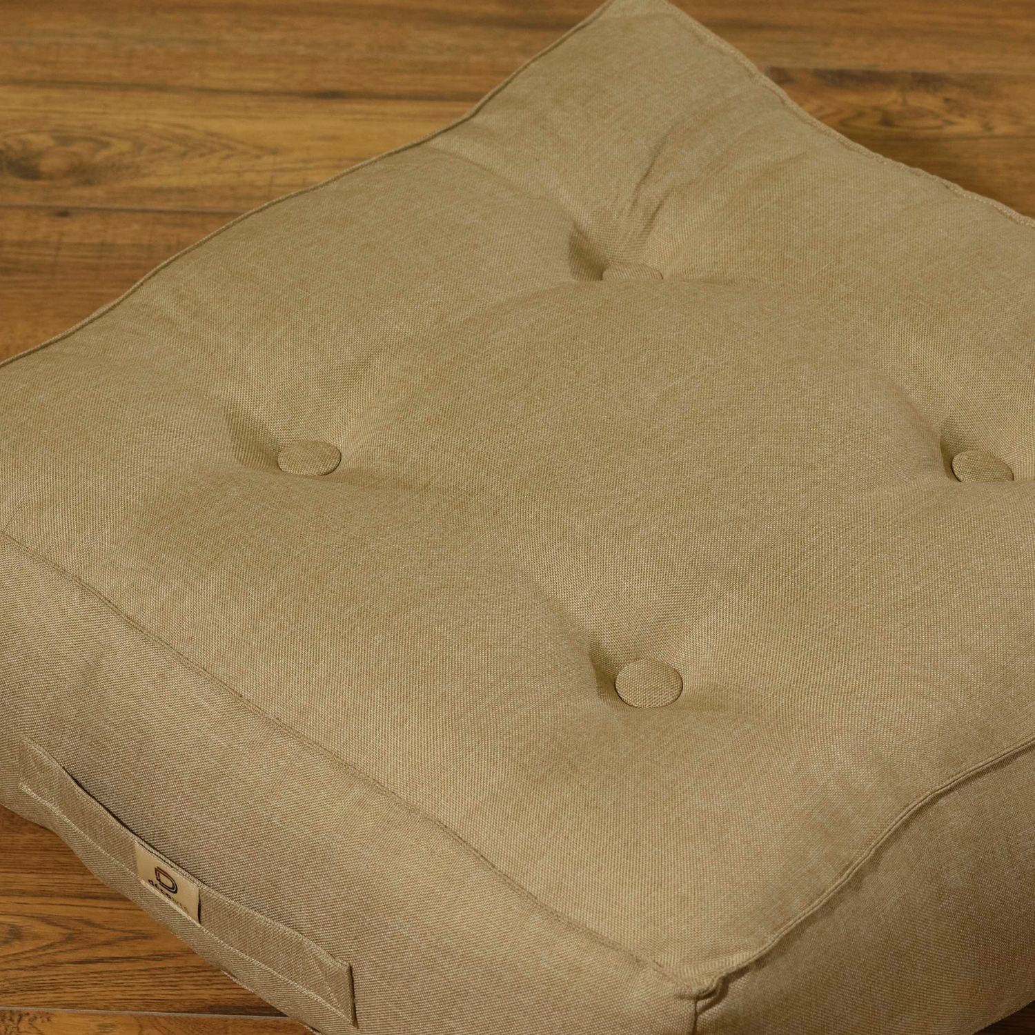 Lot de 2 coussins de sol effet lin 54 x 54 x 18 cm - beige - Deco-arts.fr