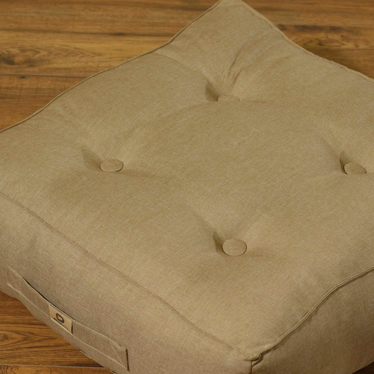 Lot de 2 coussins de sol effet lin 54 x 54 x 18 cm - beige - Deco-arts.fr