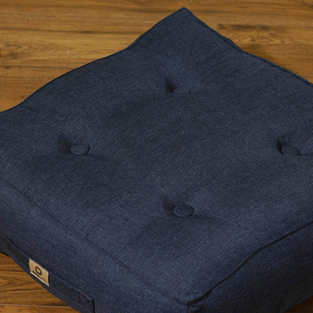 Lote de 2 Cojines de Suelo Efecto Lino Azul – foto 3