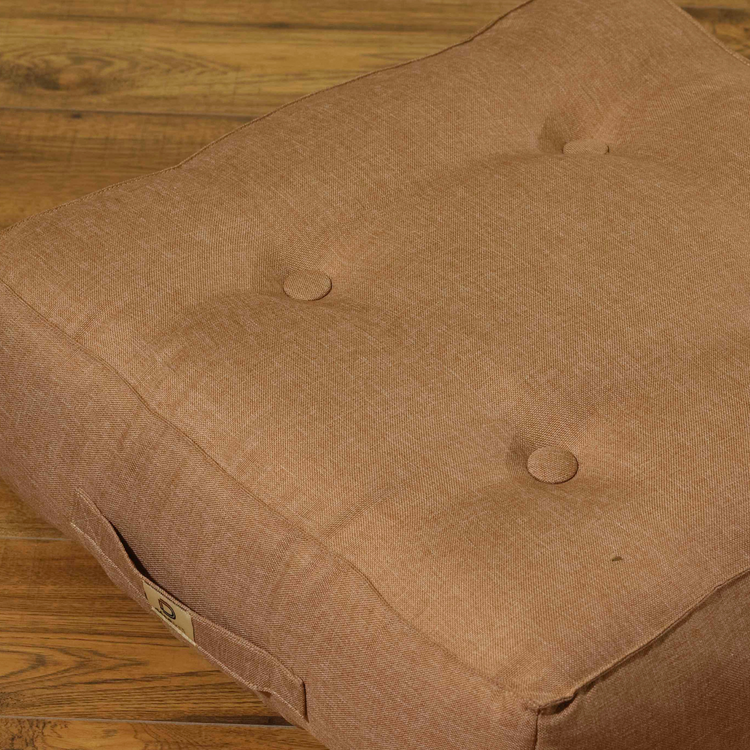 Lot de 2 coussins de sol effet lin 54 x 54 x 18 cm - marron clair - Deco-arts.fr
