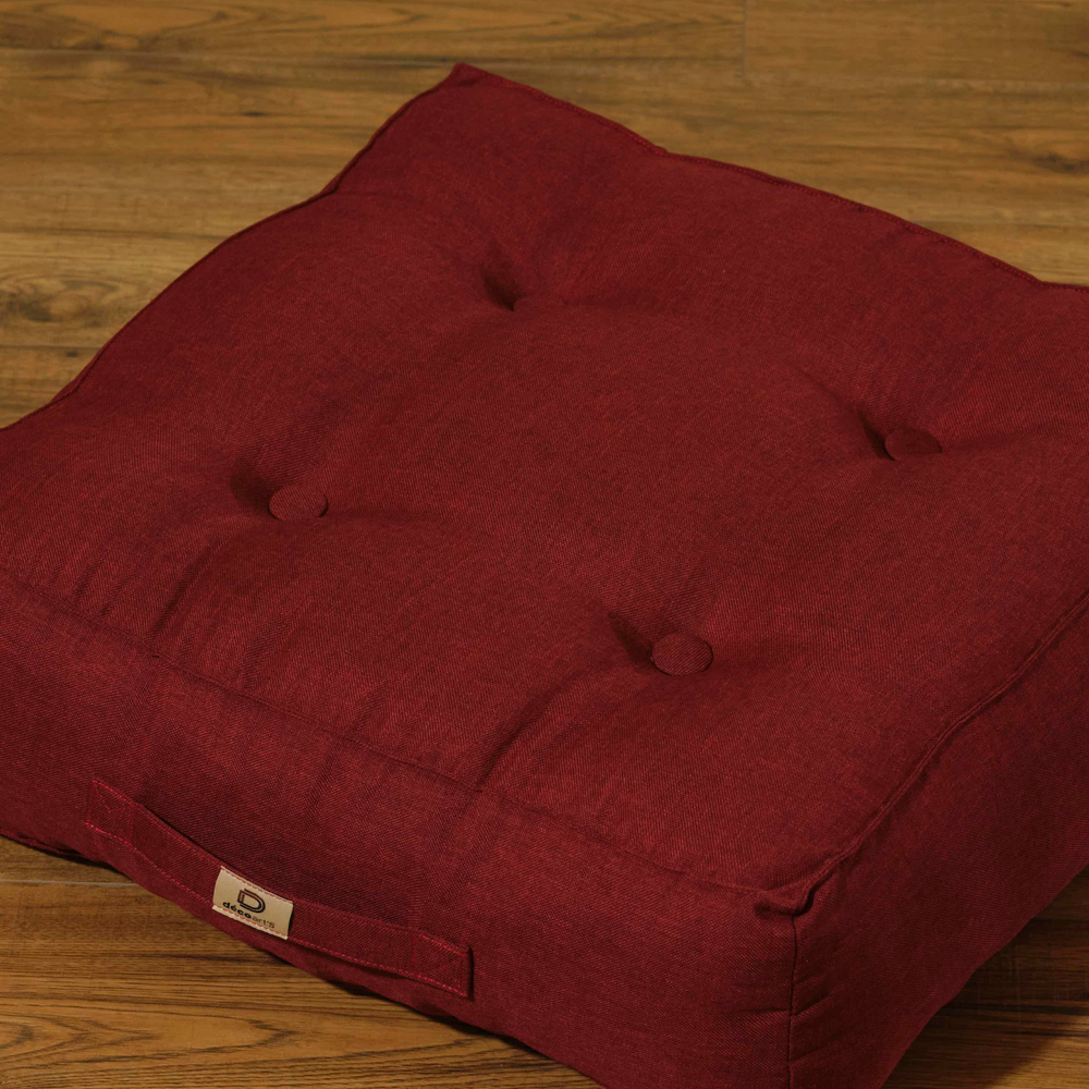 Lote de 2 Cojines de Suelo Efecto Lino Rojo – foto 3